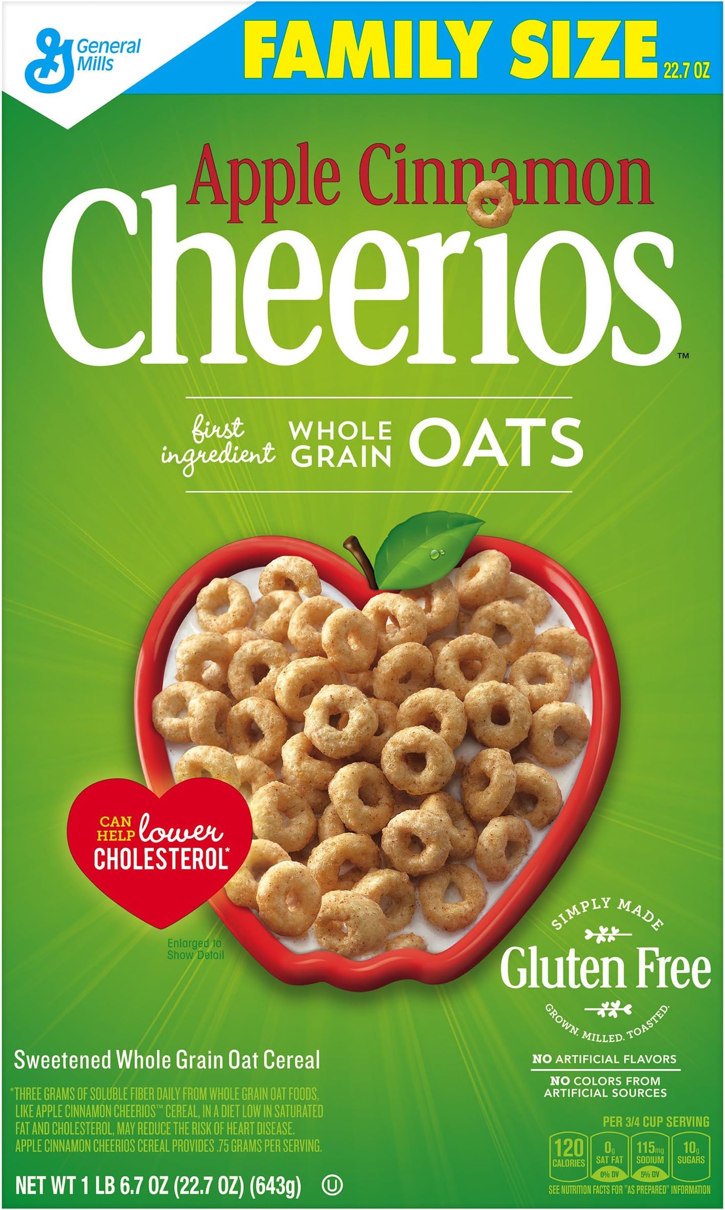Apple Cinnamon Cheerios Gluten Free Cereal 22.7 oz Box