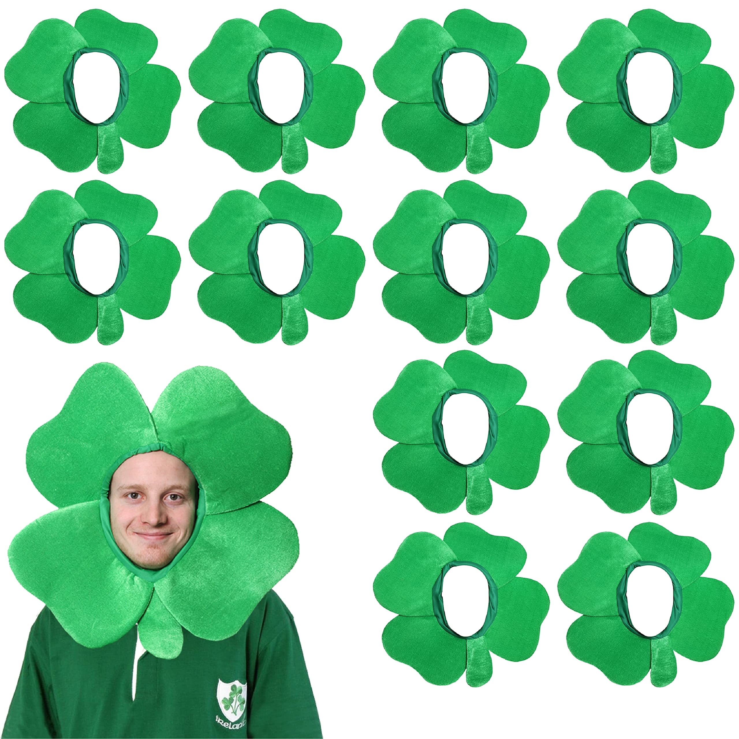 Irish Clover St Patricks Day Hat - Pack of 12 - Nations Rugby Hat Four Leaf Shamrock Ireland and Sports Supporters Fancy Dress Accessory