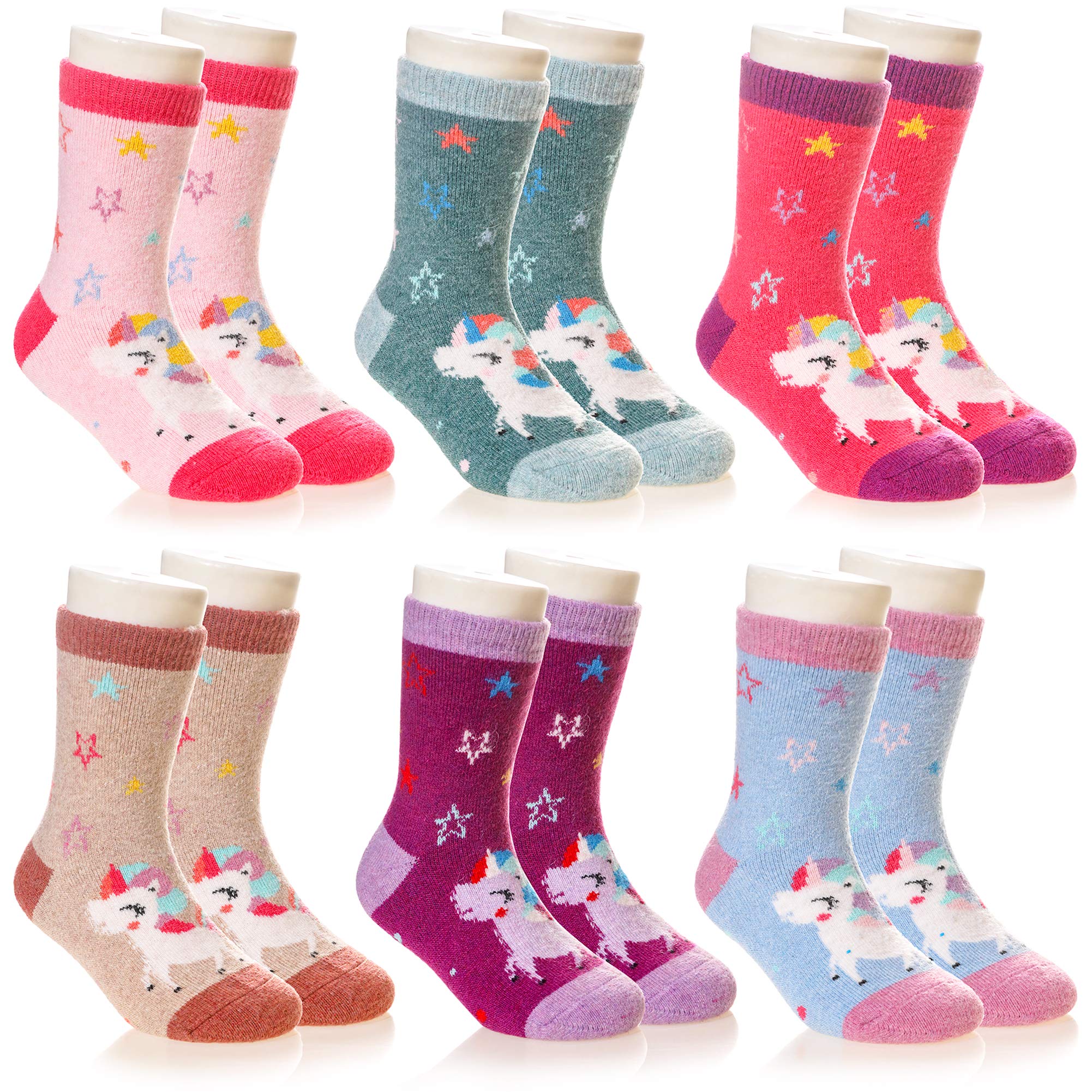 Girls Boys Wool Thick Socks Soft Warm Thermal For Kid Child Toddlers Winter Crew Socks 6 Pairs