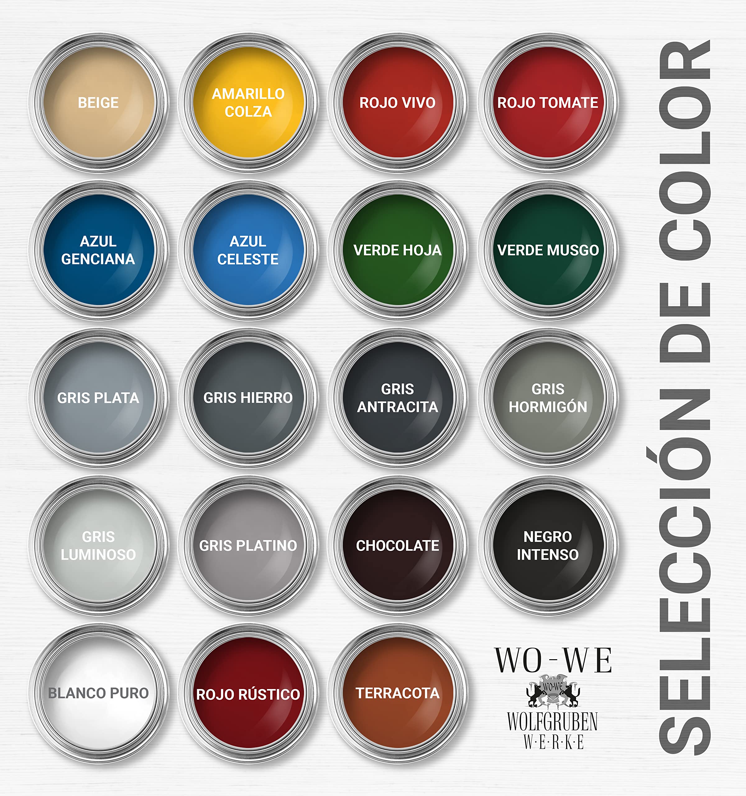 WO-WE Pintura de madera W420 Esmalte para Muebles Puertas al Agua Blanco puro - 5L