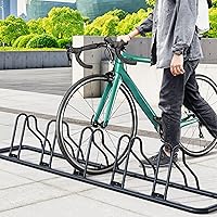Vista 4 de Simple Houseware - Soporte de almacenamiento ajustable para 5 bicicletas, aparcamiento para suelo, color negro