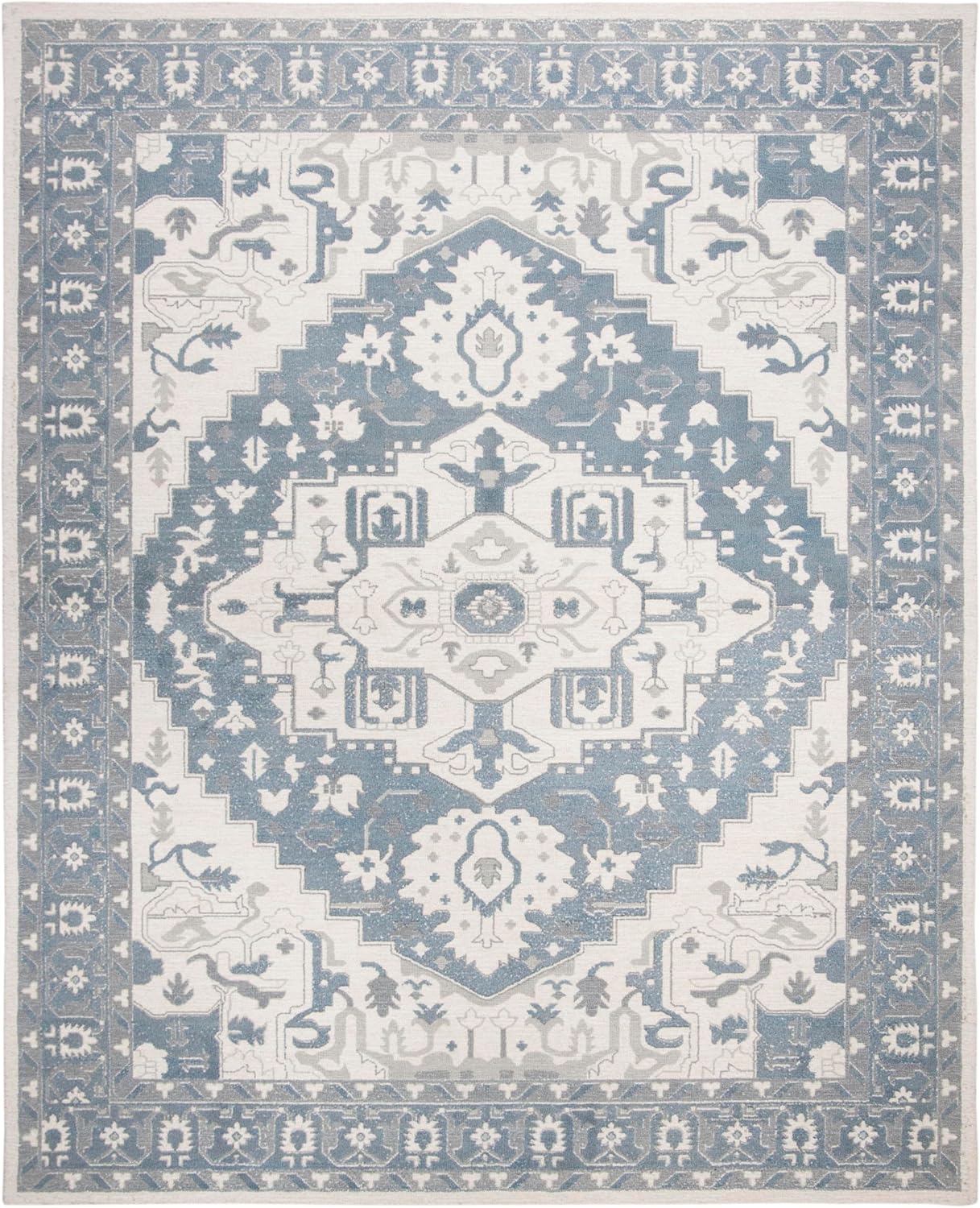 SAFAVIEH Area Rug 8x10 - Restoration Vintage Collection - Large - Ivory & Charcoal, Handmade Wool & Viscose, Ideal for Living Room, Bedroom, Office, Dining Space (RVT402F)