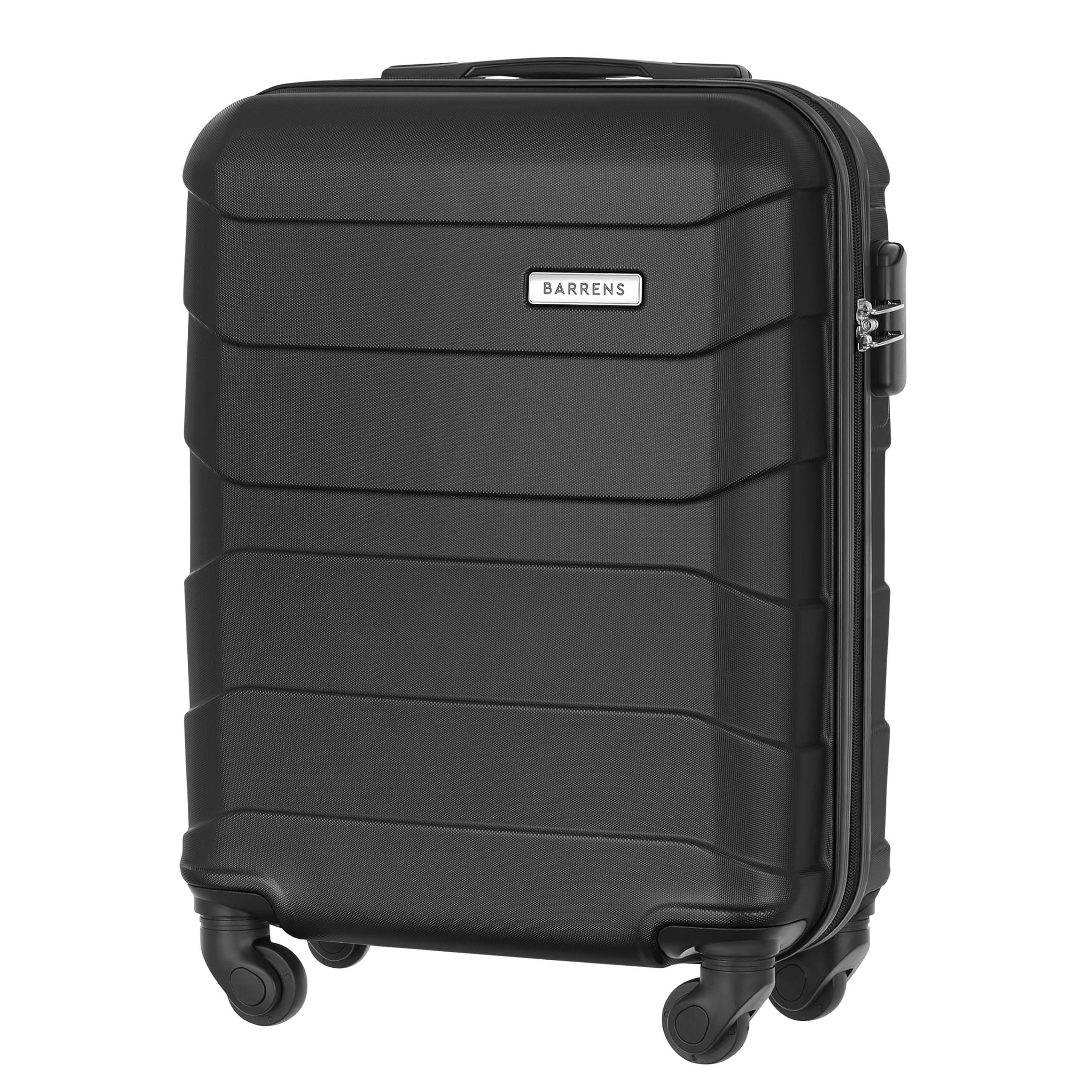 BARRENS Valise Cabine Rigide Bagage Cabine 55x40x20 Valises Leger a 4 Roues Silencieuses Serrure à Combinaison en ABS Ultra-Leger 34L avec Poignée Télescopique (Noir)