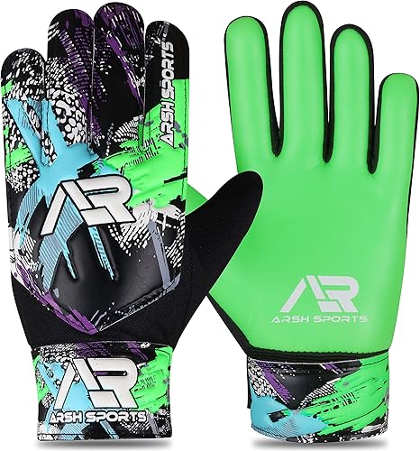 Miniatura 8 de Arsh Sports Guantes de portero de fútbol, guantes de portero de fútbol para niños, niños y jóvenes con látex de 0.157in de agarre pesado, palma