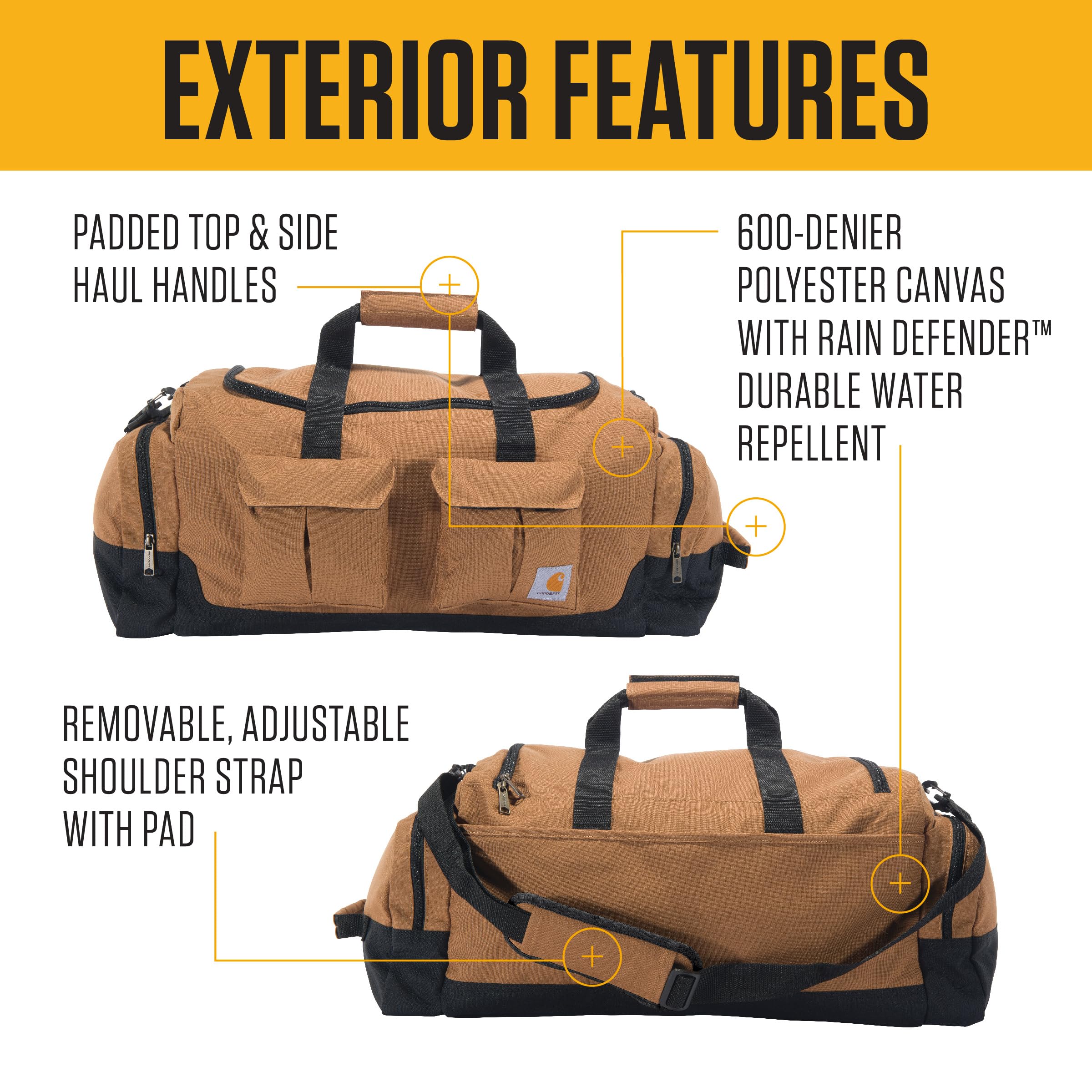 Carhartt 40L Utility Duffel, Heavy-Duty Gear Bag for Jobsite, Gym