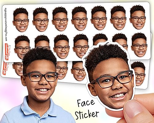 Miniatura 7 de Adhesivo facial personalizado – Retrato | Hoja con calcomanías troqueladas | Calcomanías personalizadas para fotos | Impermeable | Calcomanías