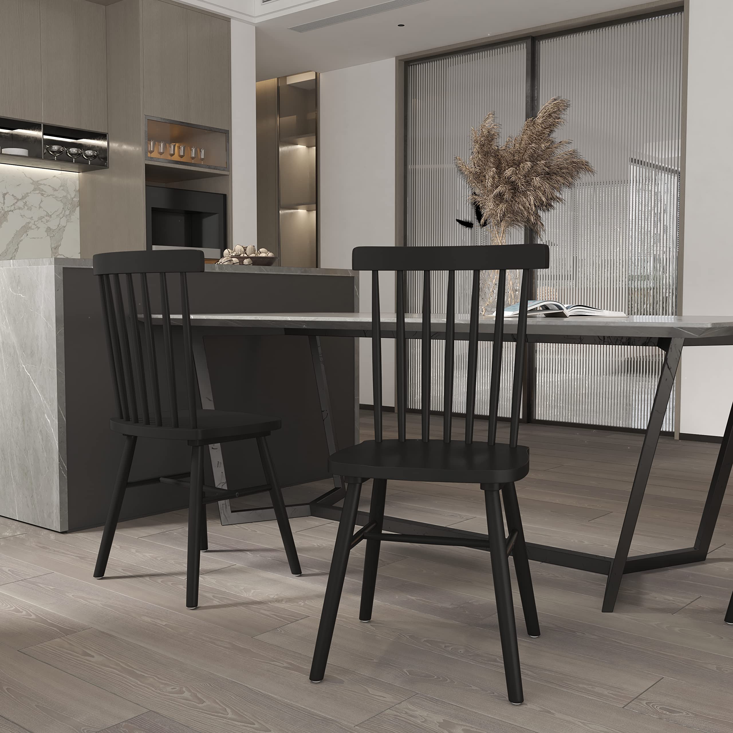 Amazon.com - EMMA + OLIVER Black Premium Spindle Back Dining Chair