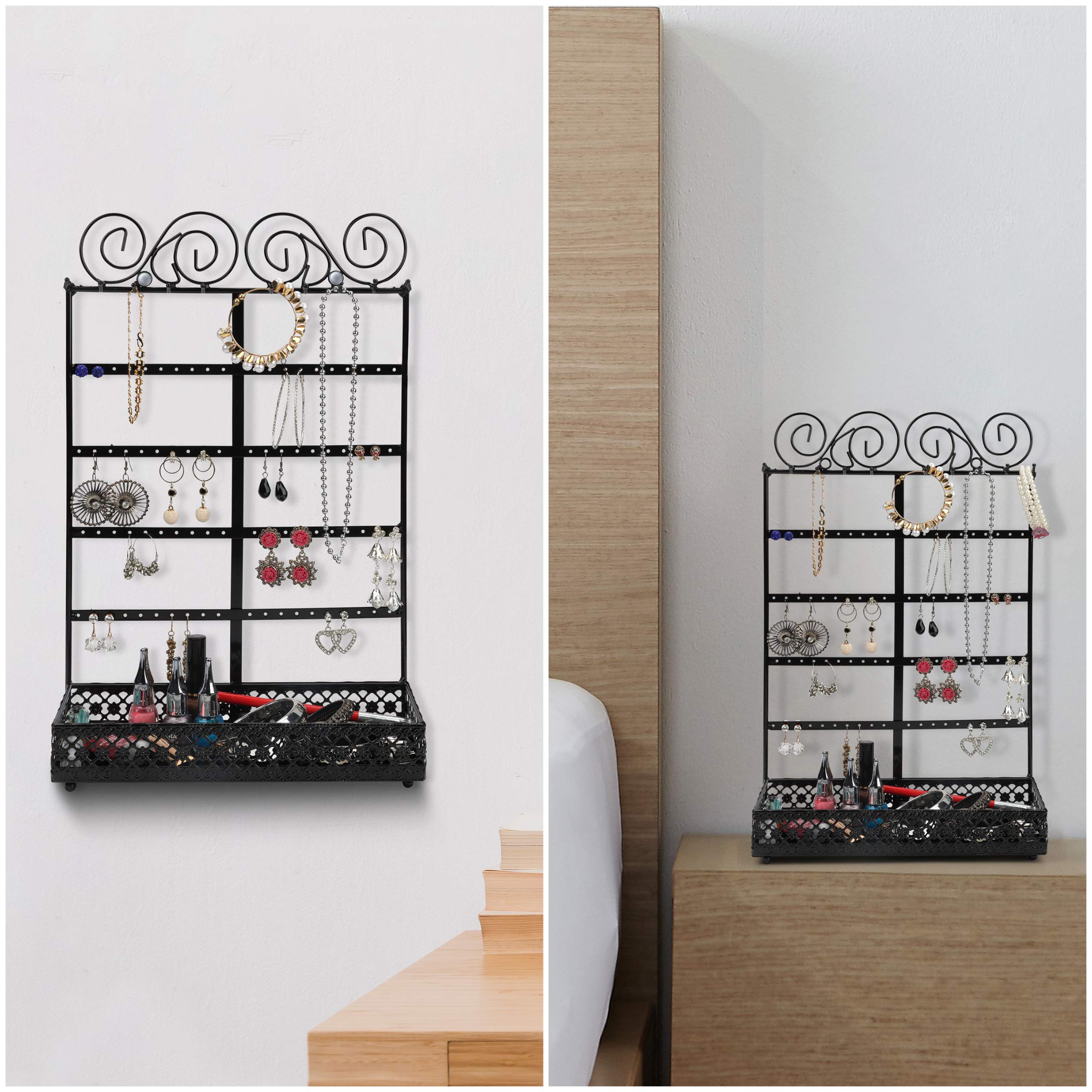 GemeShou Black Earring T Stand, Metal Display