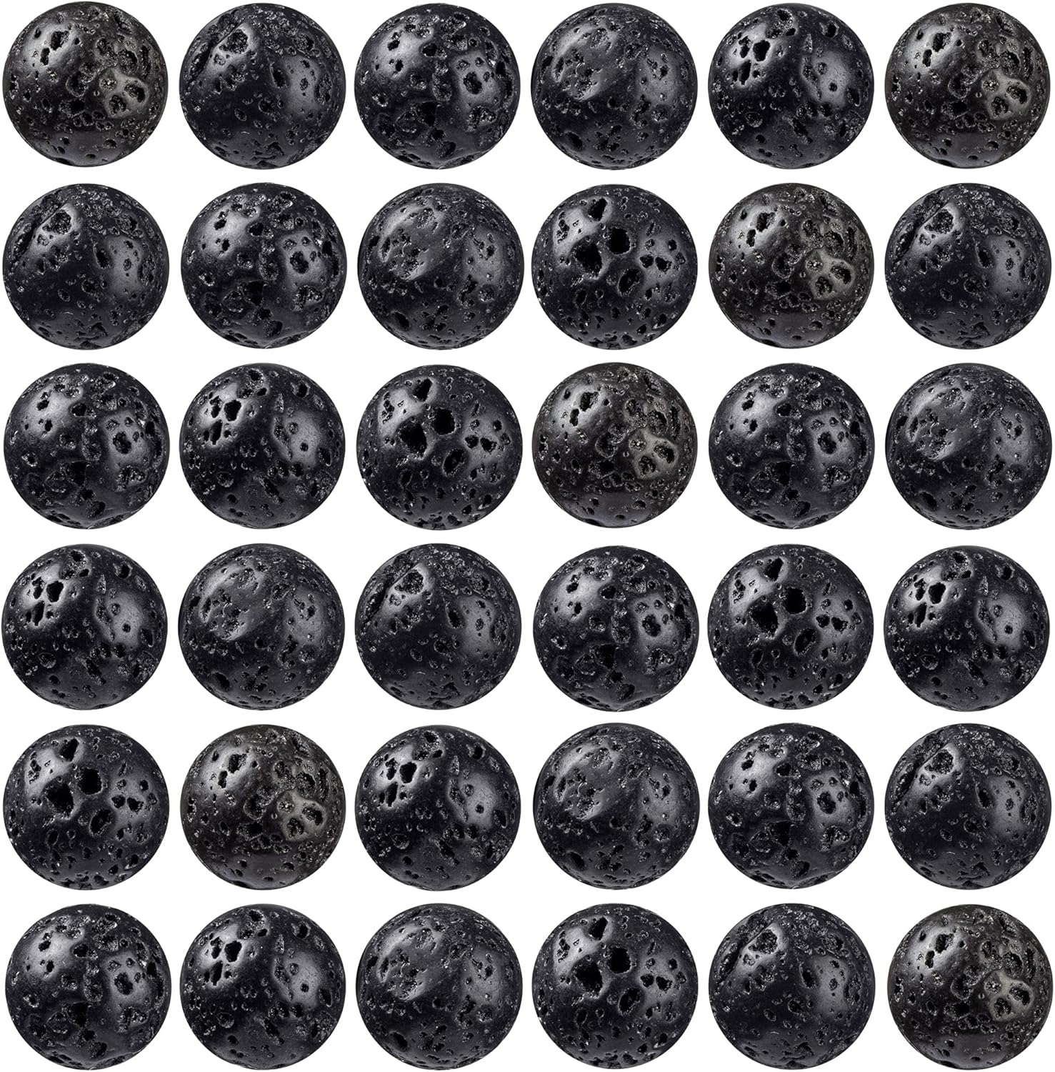 100Pcs Natural Stone Beads 8mm Lava Beads Round Gemstone Loose Beads with Elastic Bracelet String for Bracelets Necklace Jewelry Making 8mm Black Lava