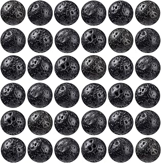 100Pcs Natural Stone Beads 8mm Lava Beads Round Gemstone Loose Beads with Elastic Bracelet String for Bracelets Necklace Jewelry Making