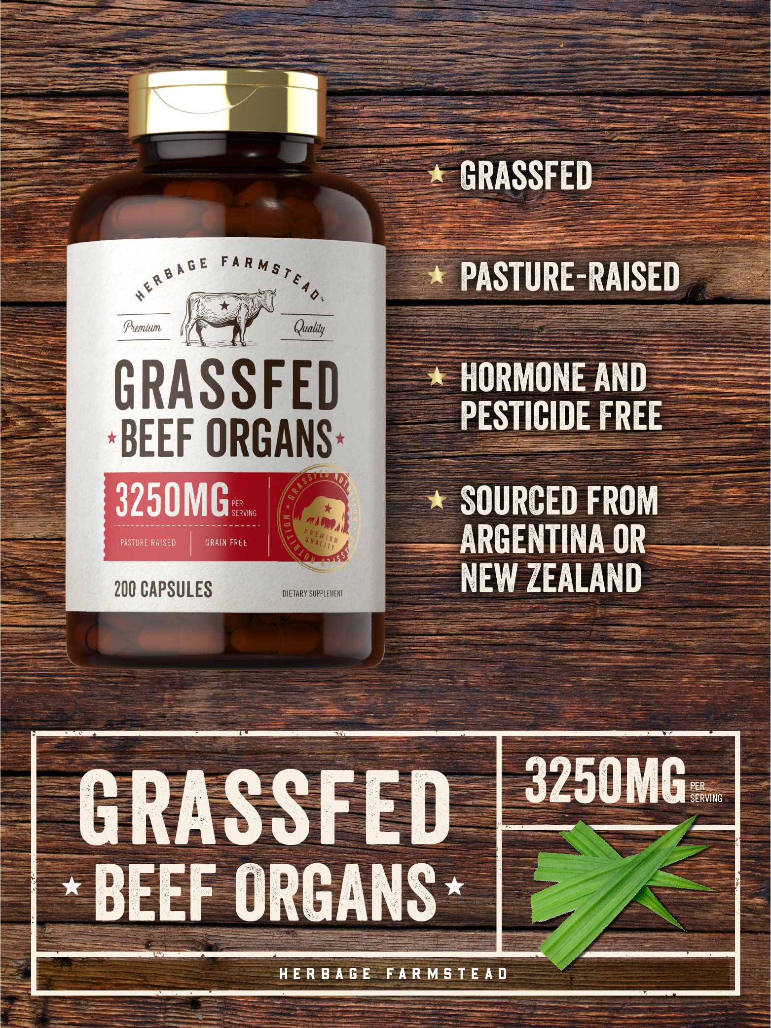 Buy Grassfed Beef Organs 3250mg 200 Quick Release Capsules