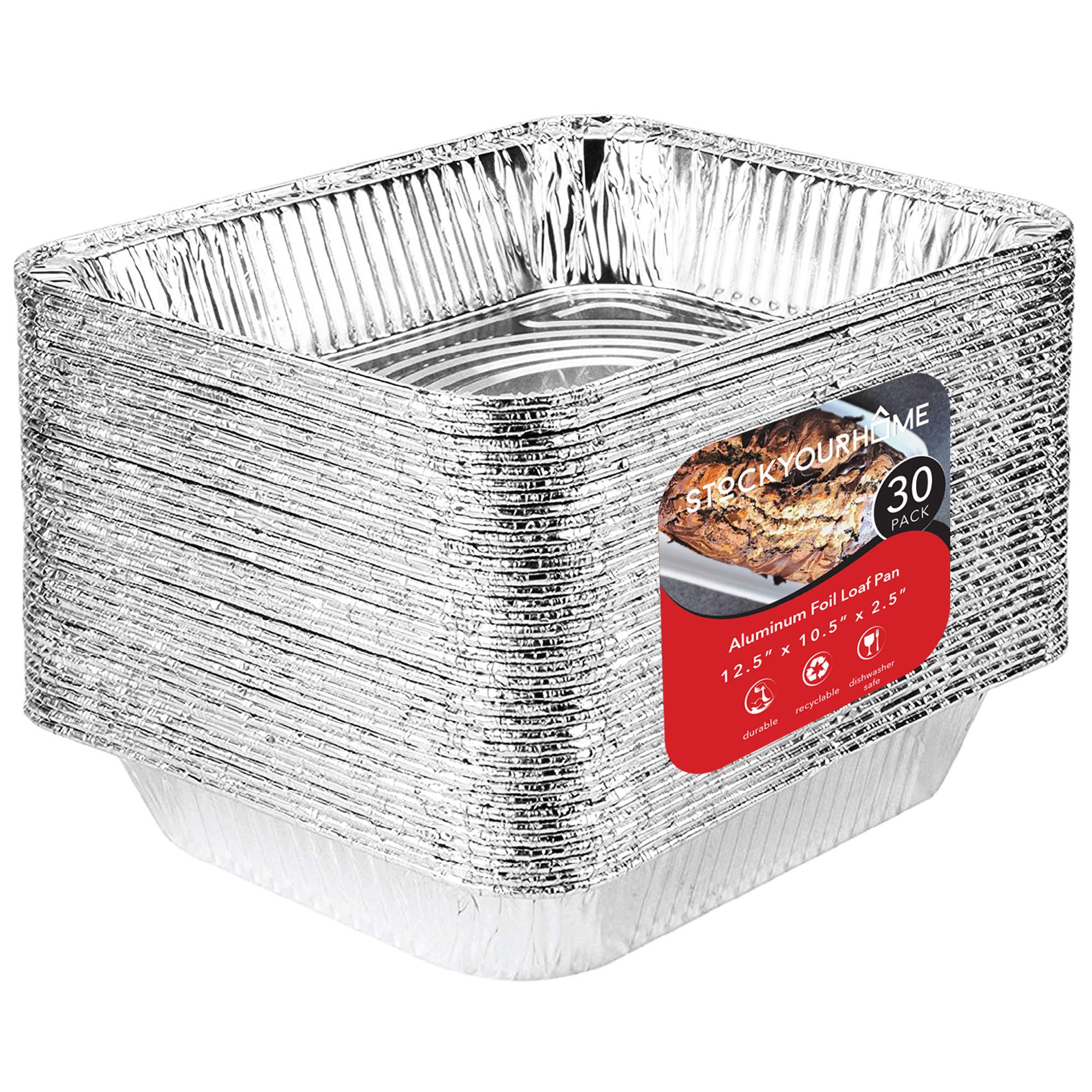 stock your home aluminum 9x13 disposable foil pack of 30  half size deep steam table for cooking heating storing prepping food
