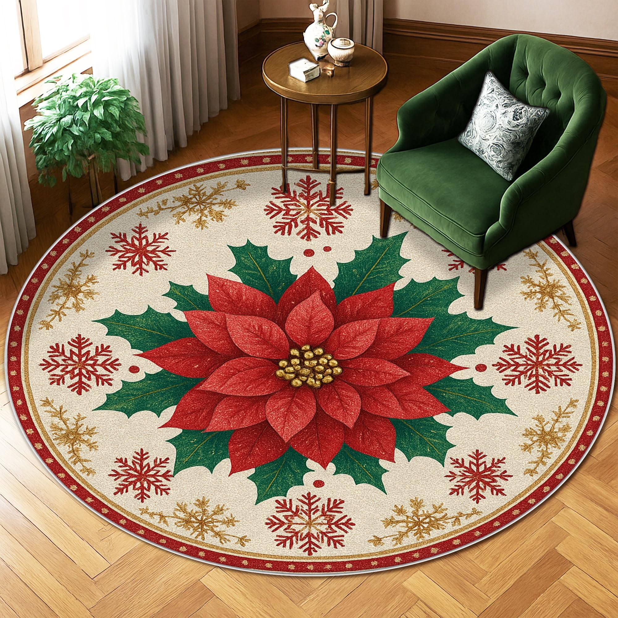 Tapis de Noël Poinsettia antidérapant pour sécuriser le couloir et décorer le salon