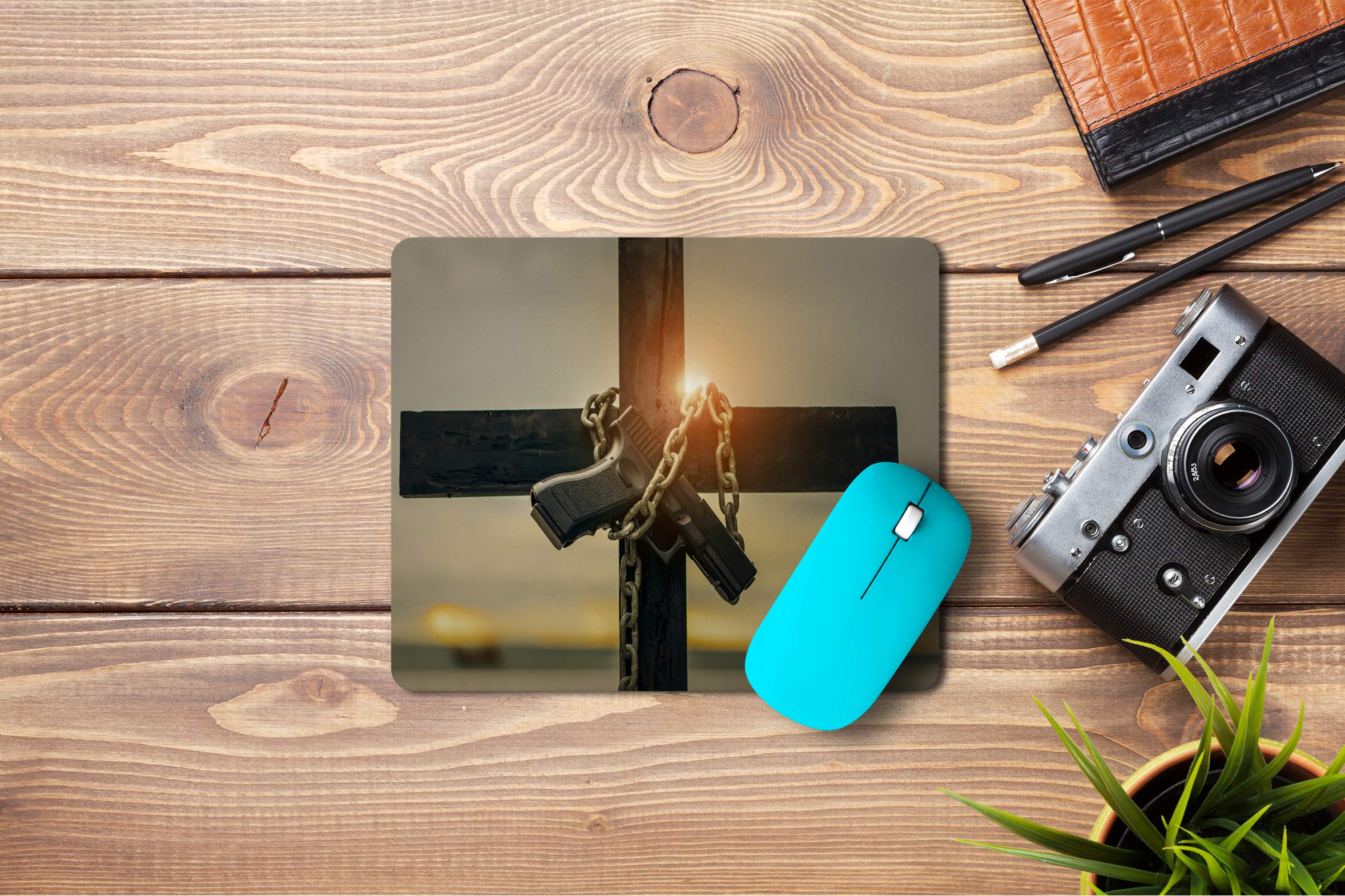5 Ace Gun on Cross HD Printed Designer Speed Mousepad for Laptop|Dekstop|Gamers|Graphic designers-7x8.5 Inches