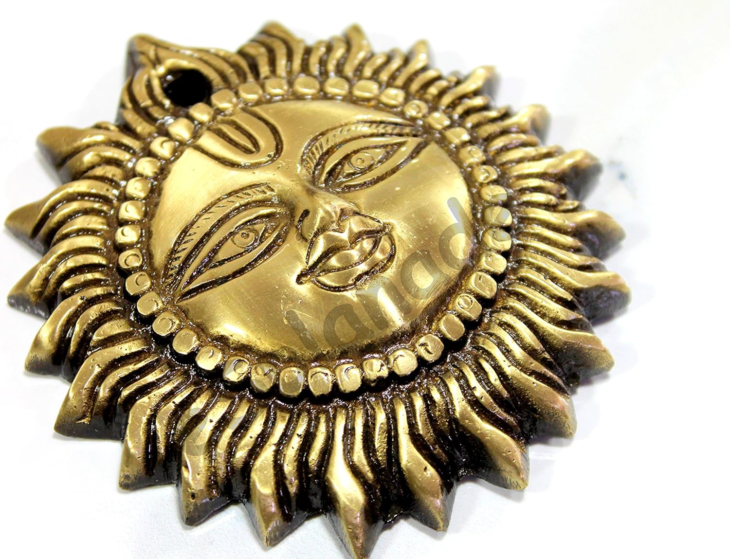 eSplanade 4 Brass Sun God Smiling Surya Bhagwaan Idol Statue Sculpture Wall Hanging