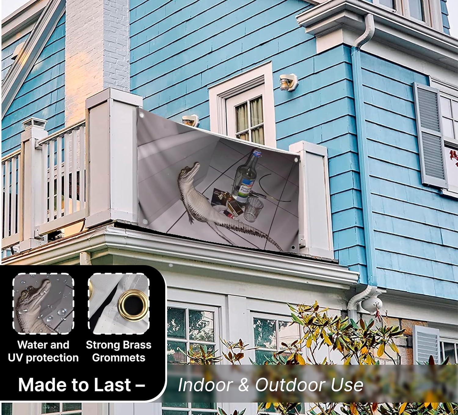 3x5 Feet Funny Flag Picture Crocodile with Four Brass Grommets - Single Sided Funny Flag Tapestry for Bedroom - Poster for College Dorm Boys and Girls - Polyester Meme Banner for Indoor or Outdoor - Image 4