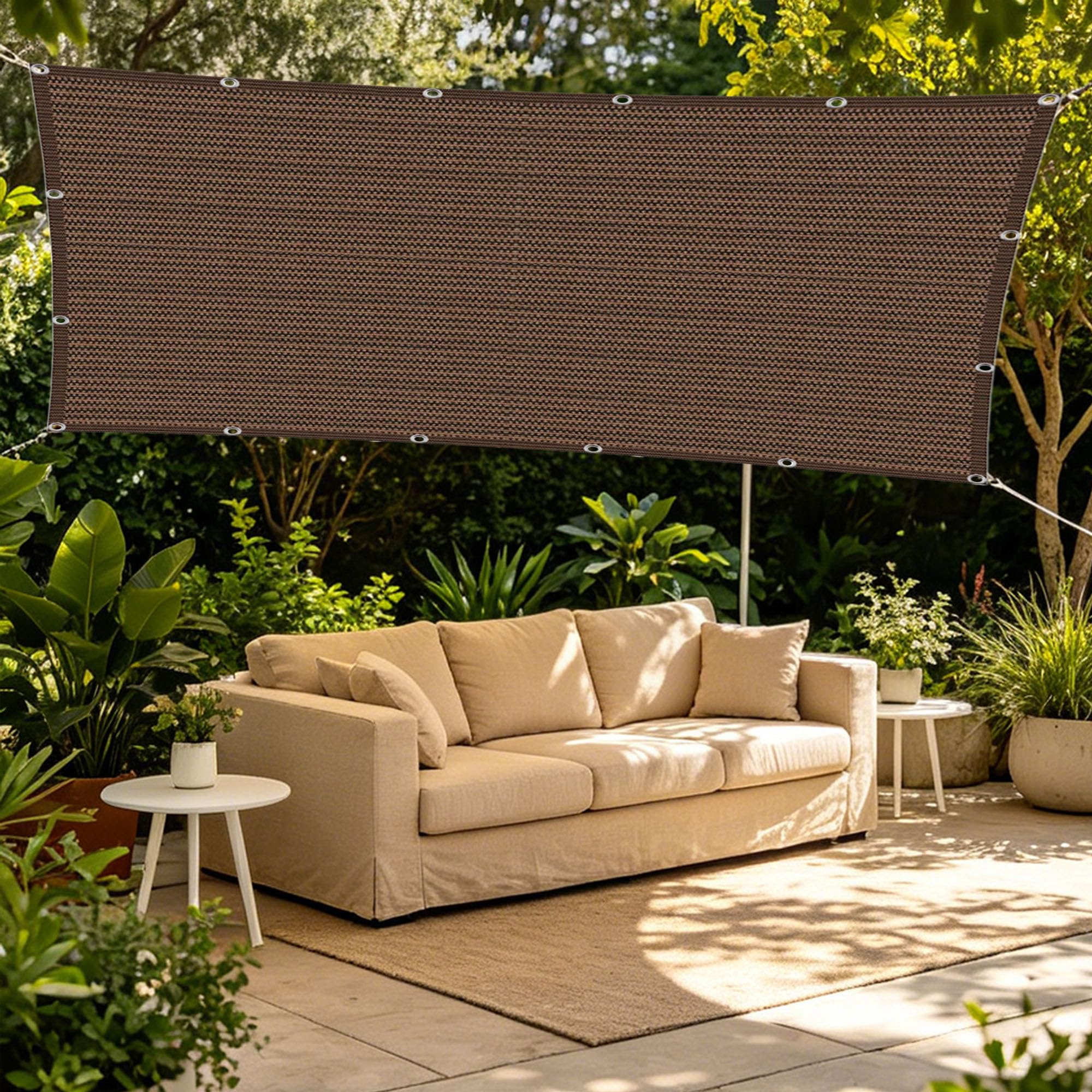 Traspirante Tenda a Vela 235 x 300 cm Protezione UV Parasole Rettangolare con Occhielli per Giardino, Patio, Pergola, Giardino, Cortile, marrone