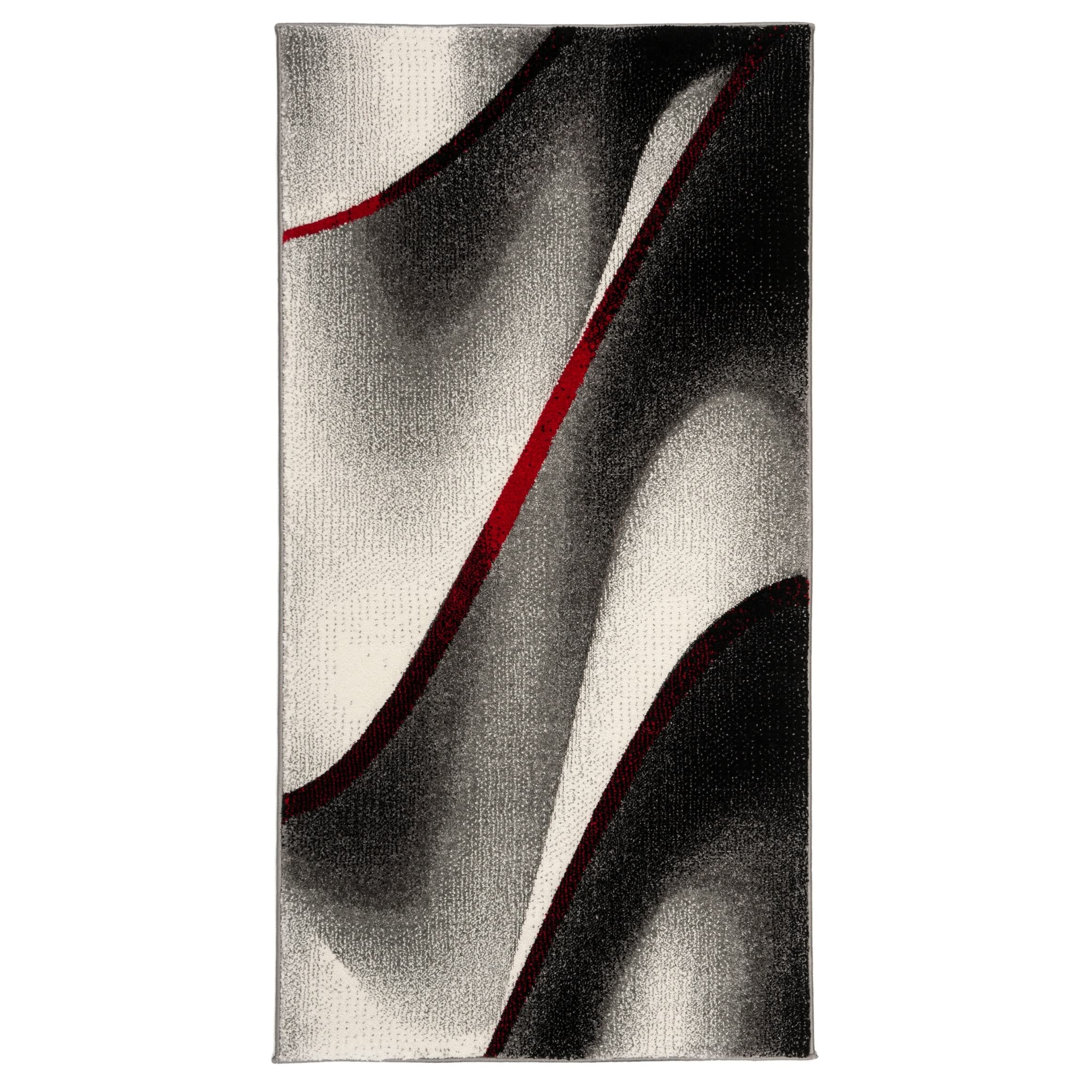 SAFAVIEH Hollywood Collection Accent Rug - 2'3" x 4', Grey & Red, Mid-Century Modern Design, Non-Shedding & Easy Care, Ideal for High Traffic Areas in