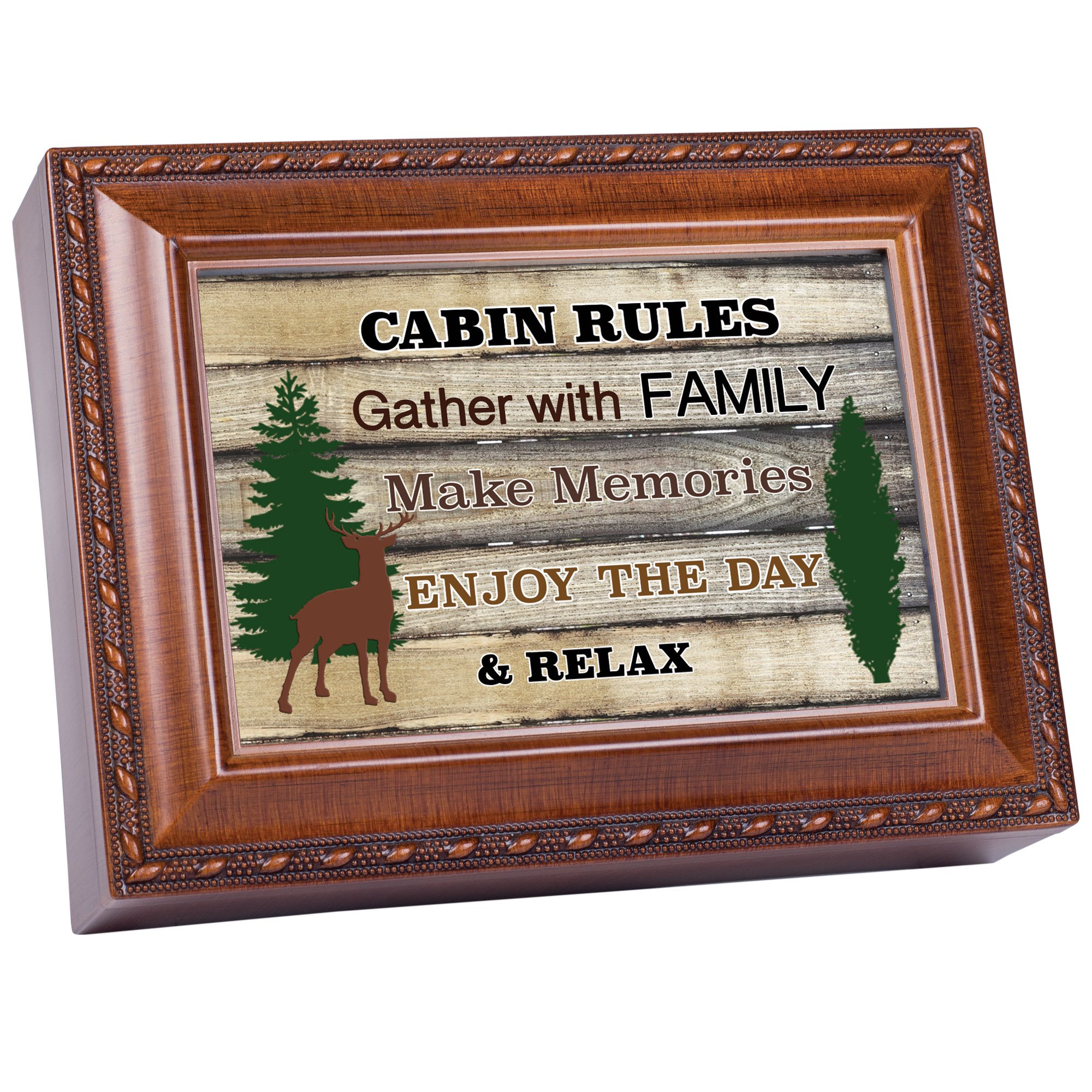 Caja de música de madera Cabin Rules: revive recuerdos con What a Wonderful World