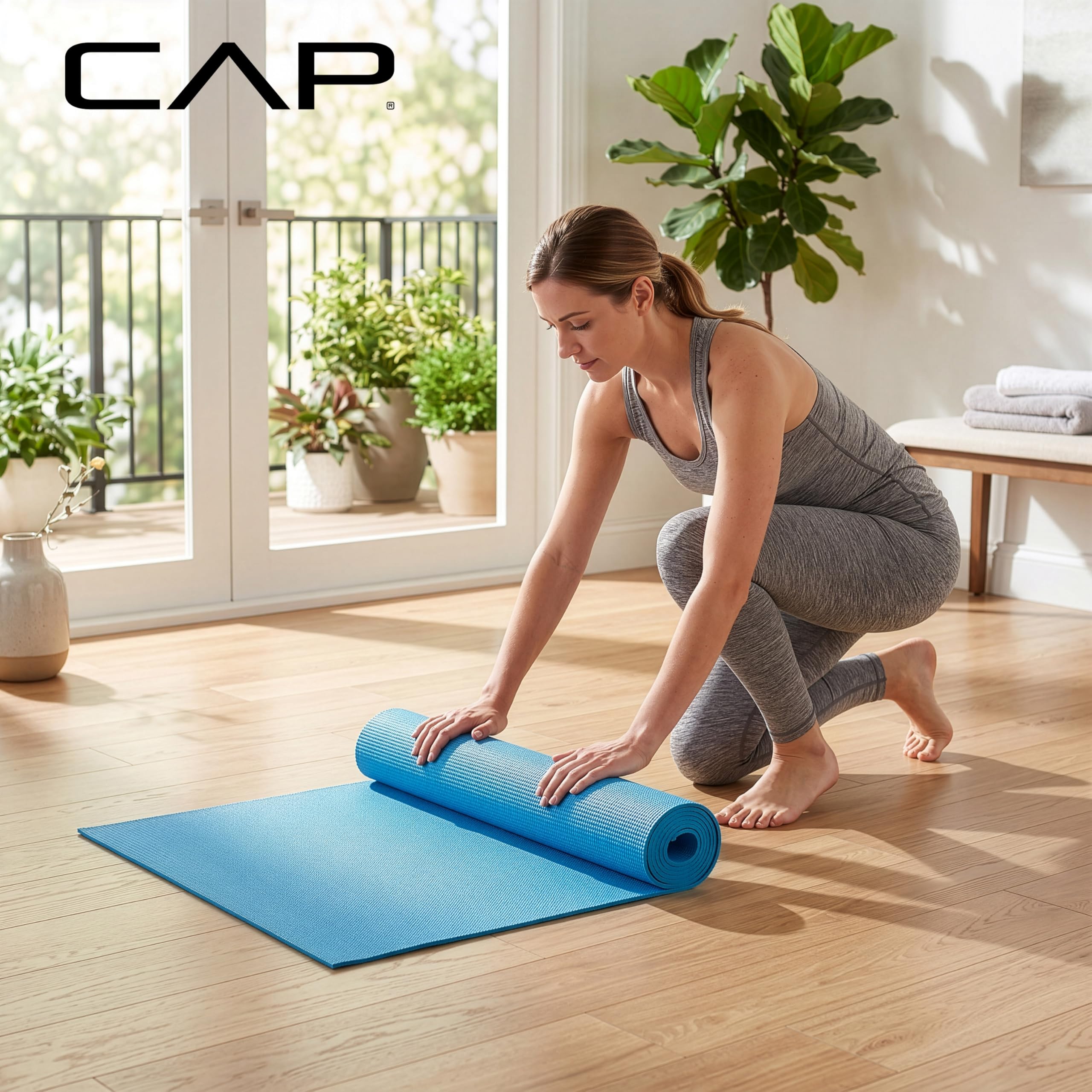 CAP Barbell HHY-CF004B Mata do jogi fitness, niebieska, wersja oryginalna