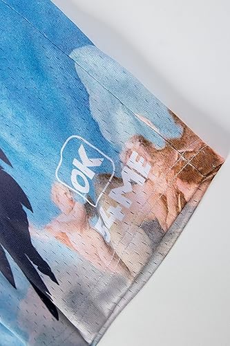 Miniatura 5 de Ok54me - Pantalones cortos de malla para hombre, con estampado gráfico, entrepierna de 5 pulgadas, cómodos pantalones cortos deportivos con cordón