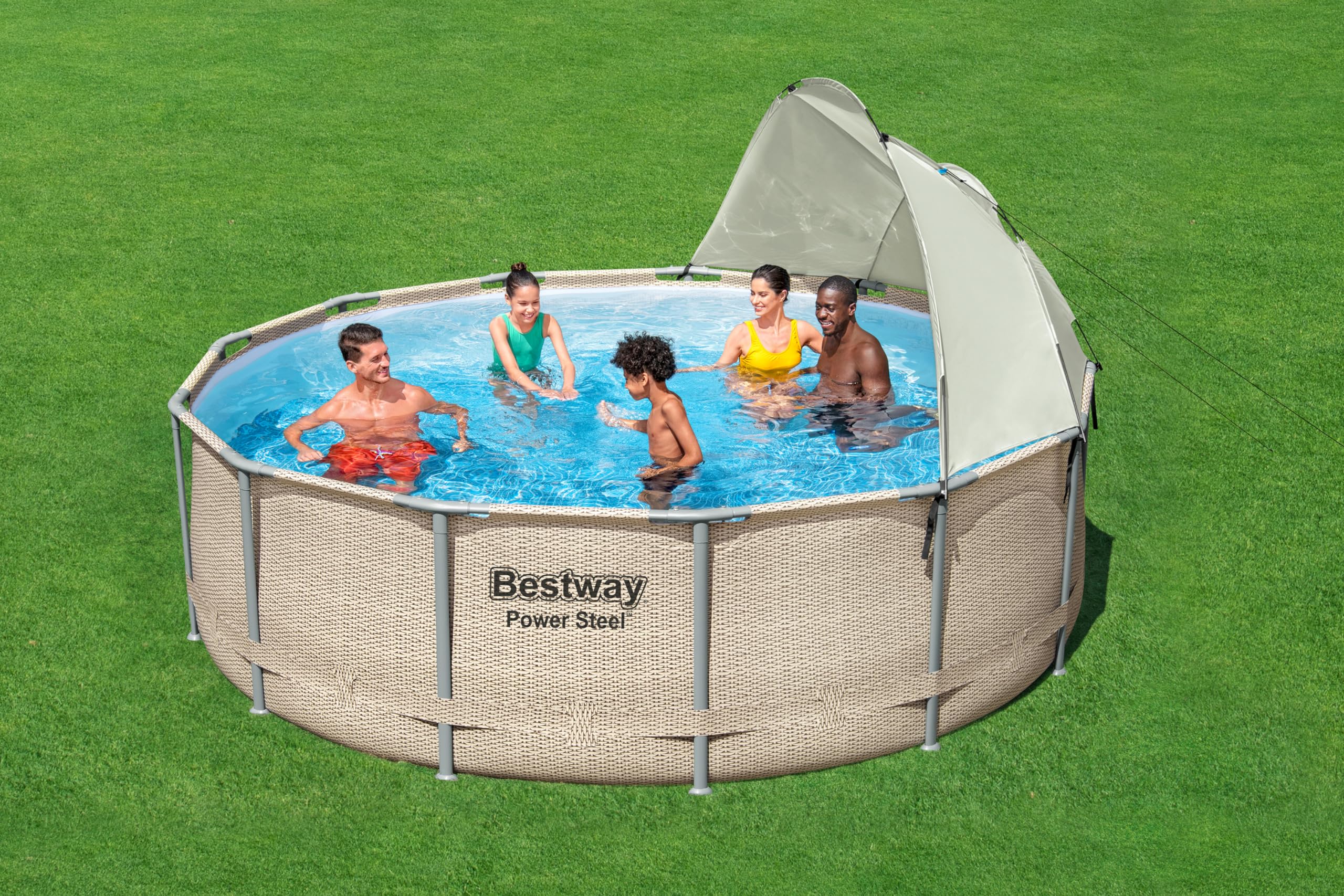 BESTWAY - Auvent pour piscine ronde - Diametre entre 305 cm et 549 cm - Gris