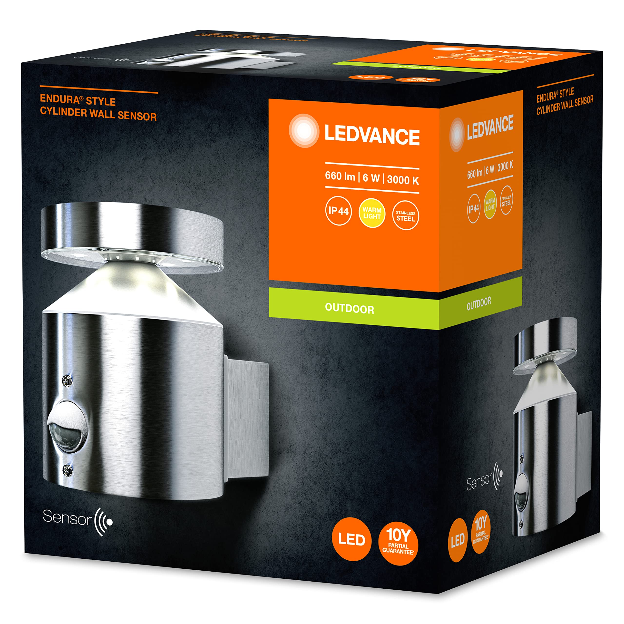 Ledvance LED Wand- Und Deckenleuchte, Leuchte Für AuÃŸenanwendungen, Intergrierter Bewegungssensor, Tag-Nacht-Sensor, WarmweiÃŸ, 150,0 Mm X 102,0 Mm X 135,0 Mm, ENDURA STYLE CYLINDER
