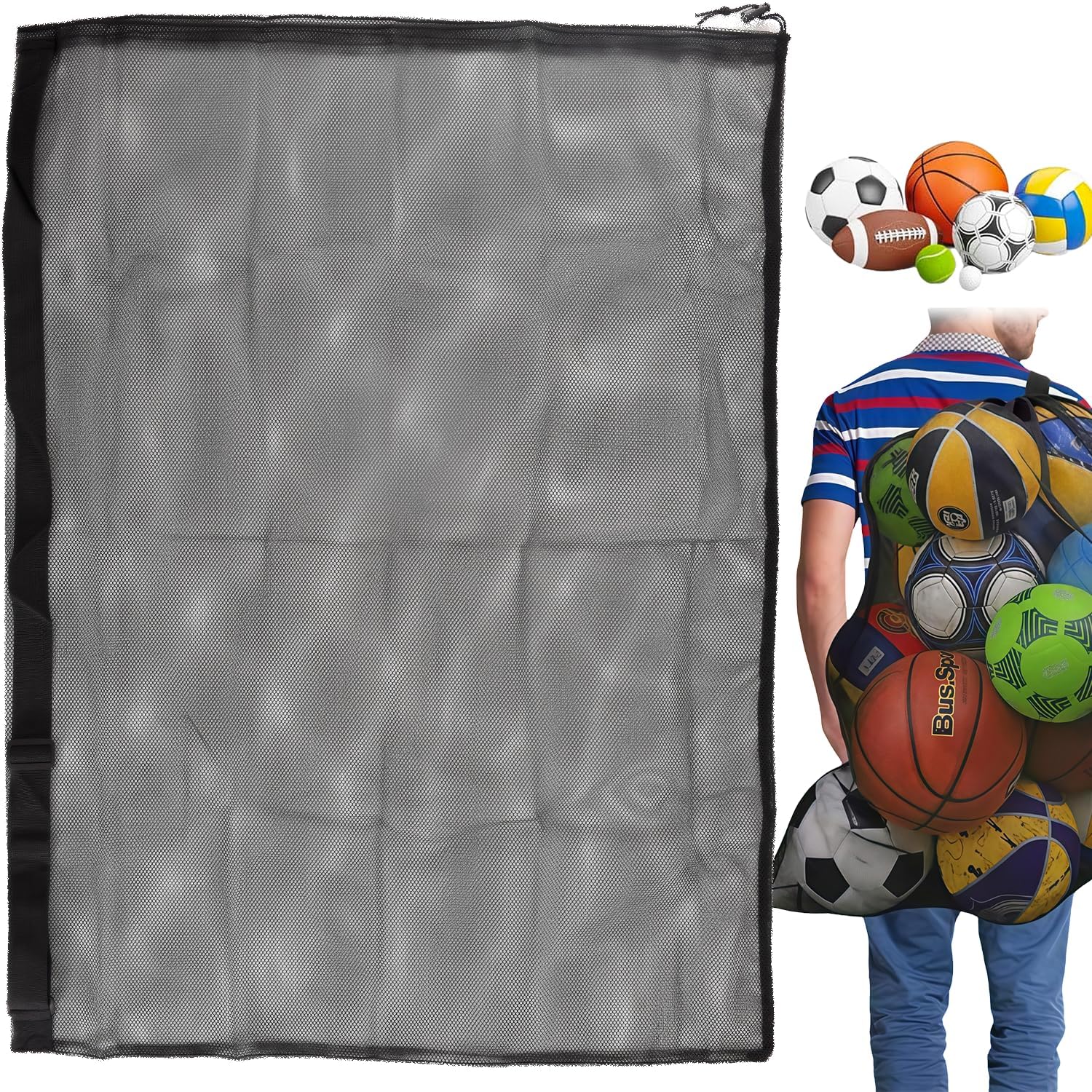 Ezranova 30''x40'' Extra Large Sports Ball Bag, Drawstring Mesh Bags