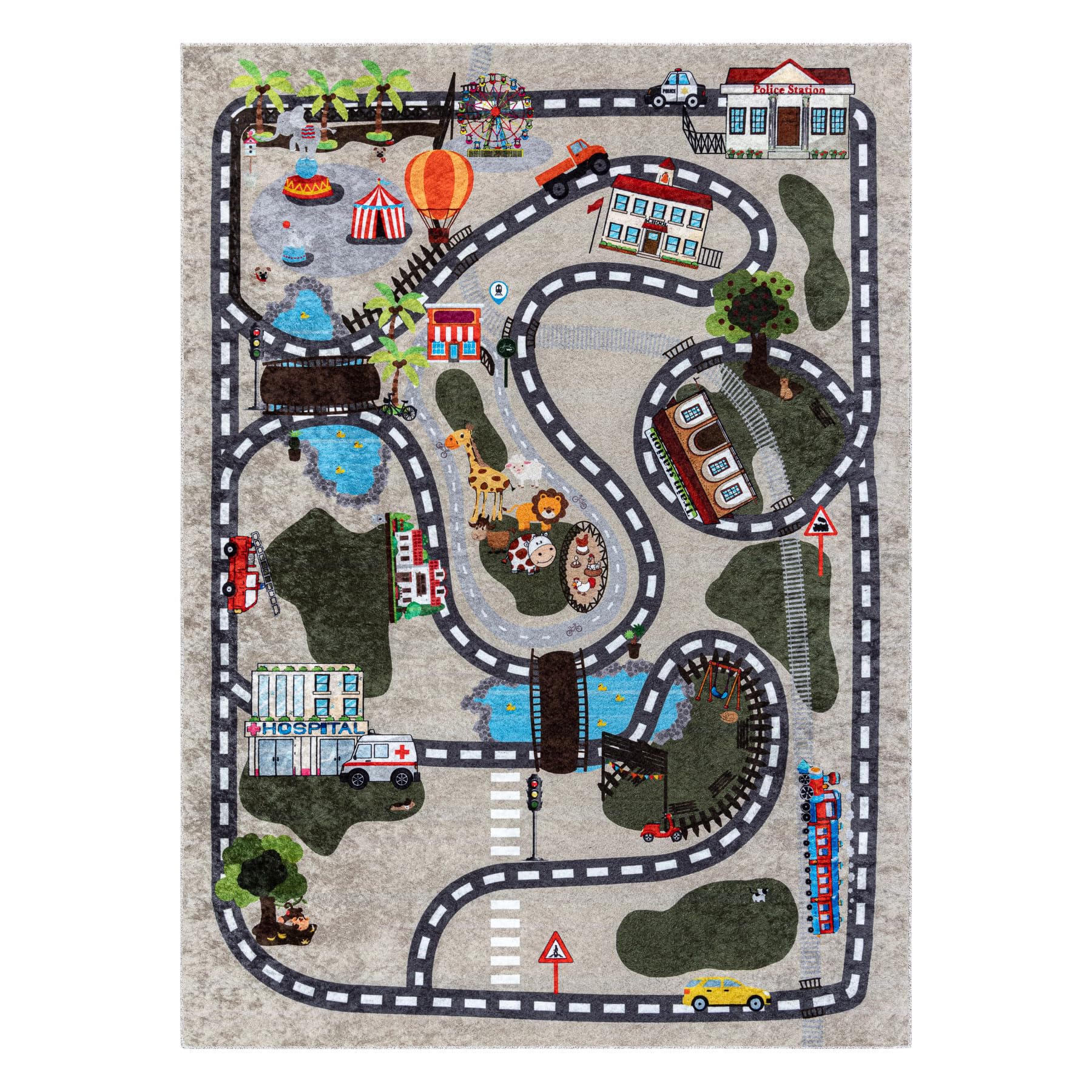 Tapis pour Enfants Junior 51803.804 Ville, Rues, pour Les Enfants, antidérapant - Beige 140x190 cm