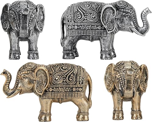 Miniatura 4 de Estatua de elefante grande de plata antigua, decoración del hogar, estatua de elefante trae buena suerte para el hogar, buen regalo de elefante de