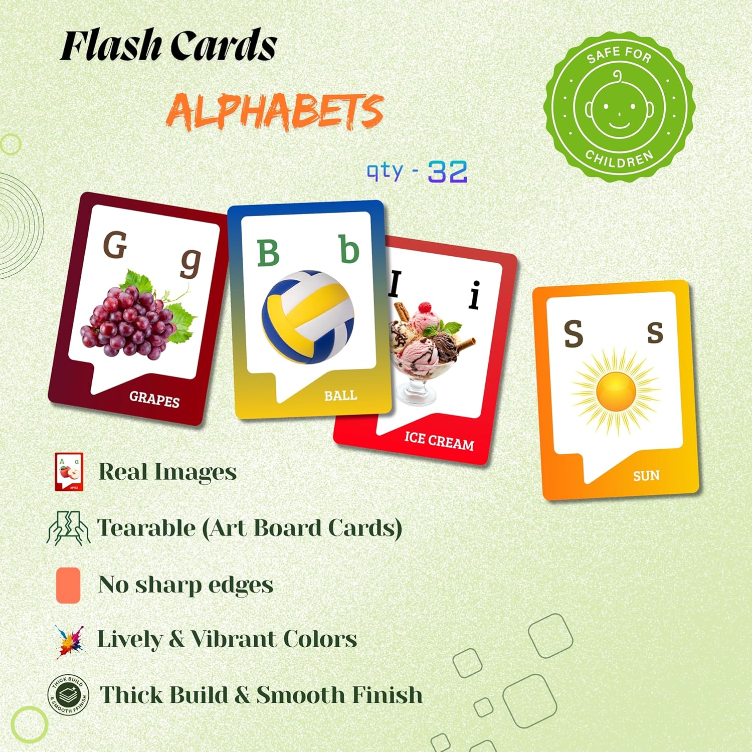 Alphabet Flashcards – Art Board Learning Cards for Toddlers, Preschool & Kindergarten, Double-Sided Set