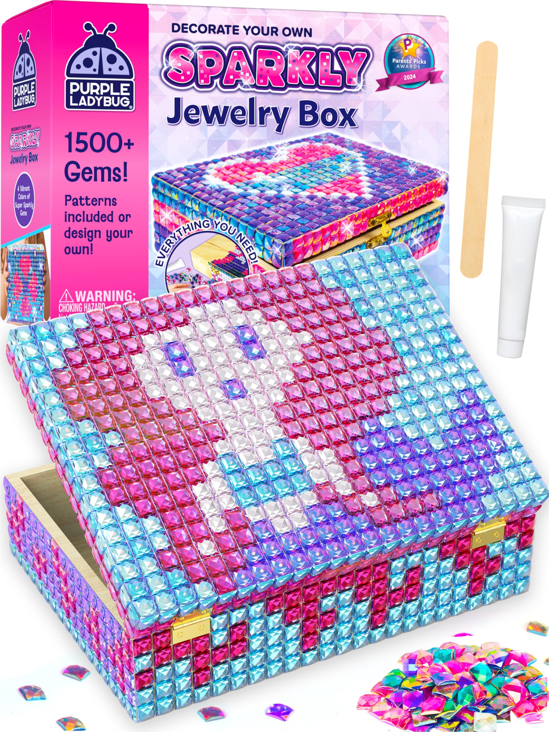PURPLE LADYBUG Decorate Your Own Jewellery Box - Arts Craft Kits for Kids - Ideal 4 Year Old Girl Gifts - Stocking Fillers - Birthday Presents for Girls (Clay)