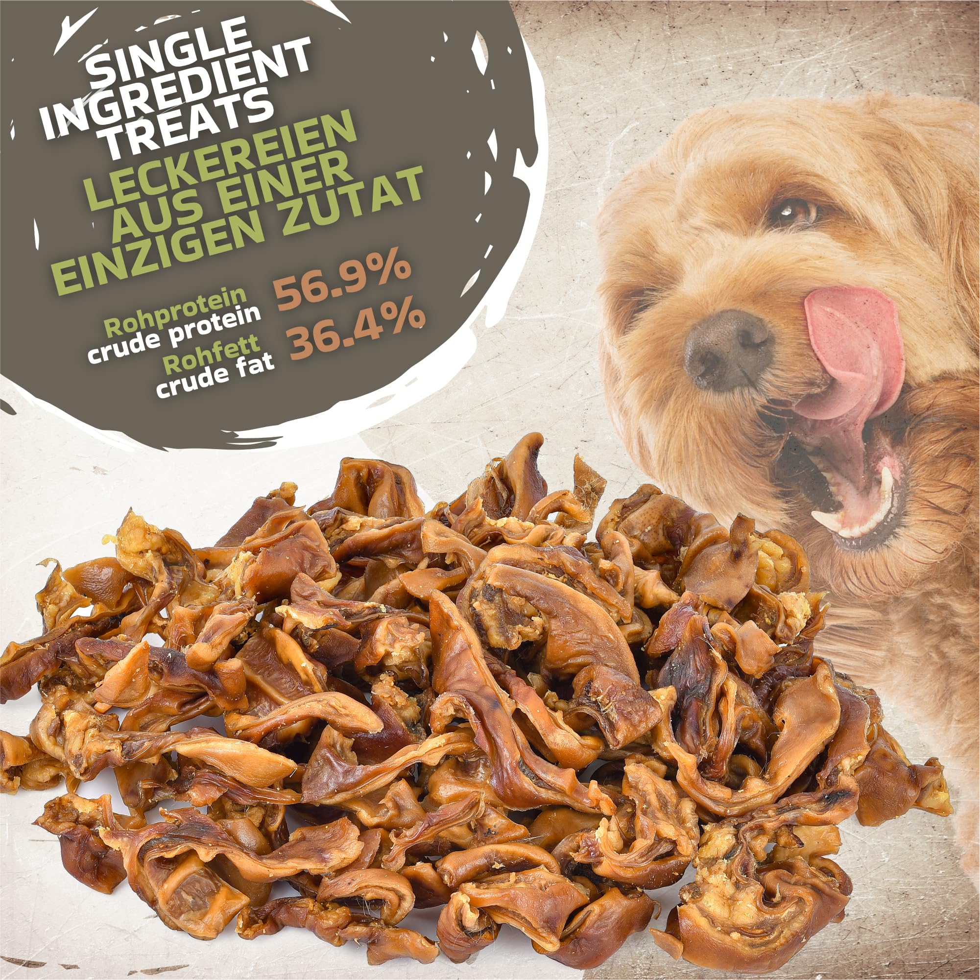 Strips d’Oreilles de Porc pour Chiens 1kg (Environ 55–65 pièces) | Friandises Naturelles à mâcher | sans céréales ni additifs | Séchées à l’air | Riche en protéines