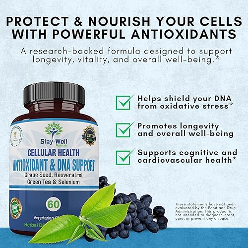 Miniatura 4 de Cellular Health Trio - Antioxidantes, ADN y apoyo inmunológico  Apoyo antienvejecimiento para la salud celular total del cuerpo  Suministro para 30