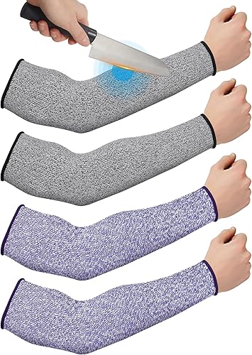 Vista 8 de Geyoga 2 pares de mangas protectoras de brazo, protectores de brazo para piel delgada y moretones, mangas protectoras resistentes a cortes para Gris