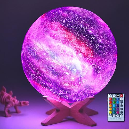 Lámpara de luna de 4.3'' para niños, luz nocturna, lámpara de galaxia, 16 colores, luz LED con control táctil y remoto, lámpara de mesita de noche,