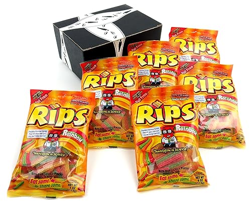 RIPS Licorice - Bolsas de arcoíris (4 onzas, en caja de corbata, 6 unidades)