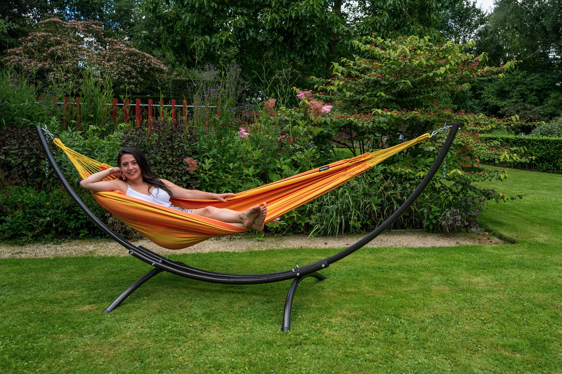 Tropilex Hamac de Jardin Exterieur Simple | Hamac de Camping Randonnée | 120 kg Colombien | Fabriqué à la Main | 1 Personne | Model Plain Toile Jeans Bleu 320 cm