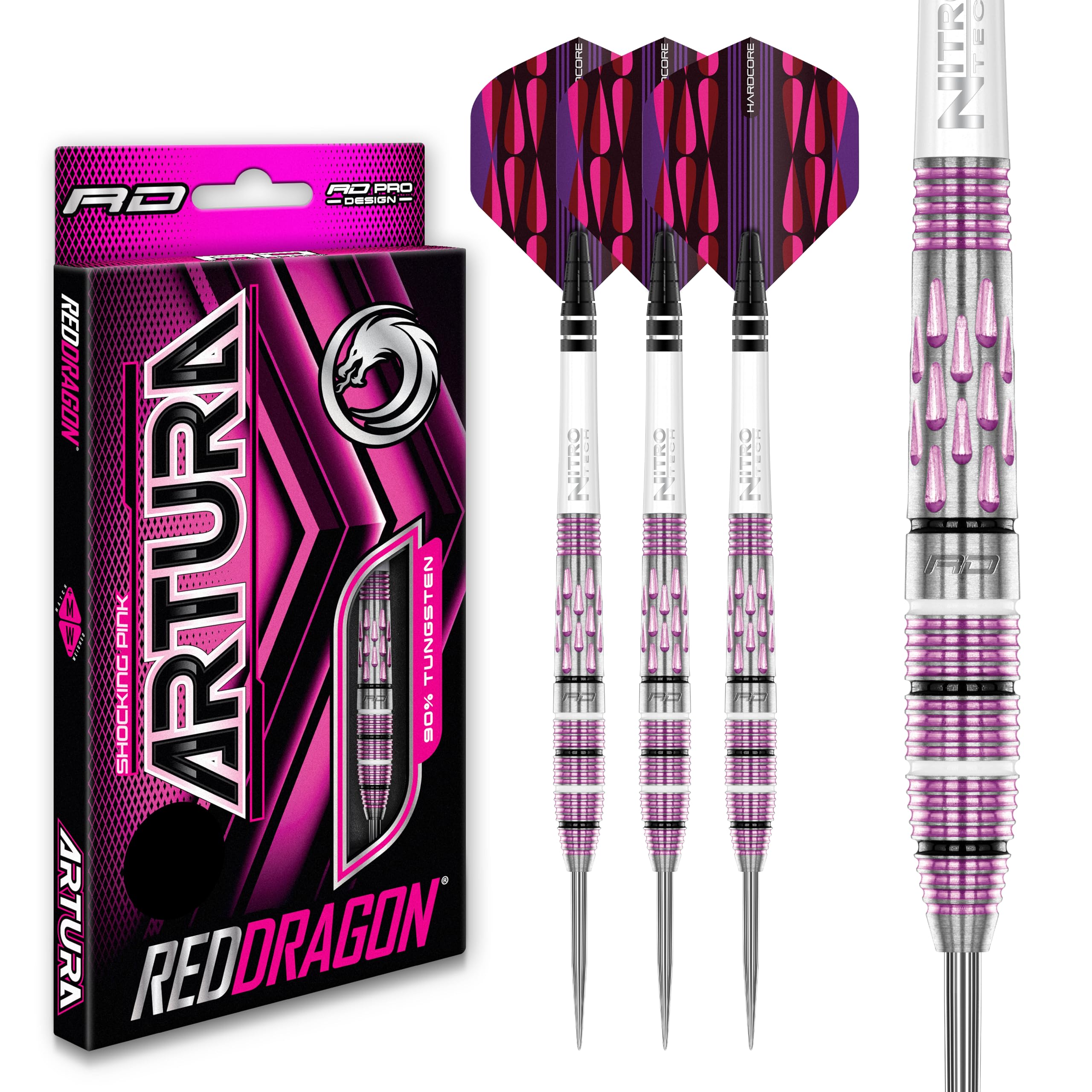 RED DRAGON Artura Seria Premium Wolframowe rzutki z lotkami i łodygami