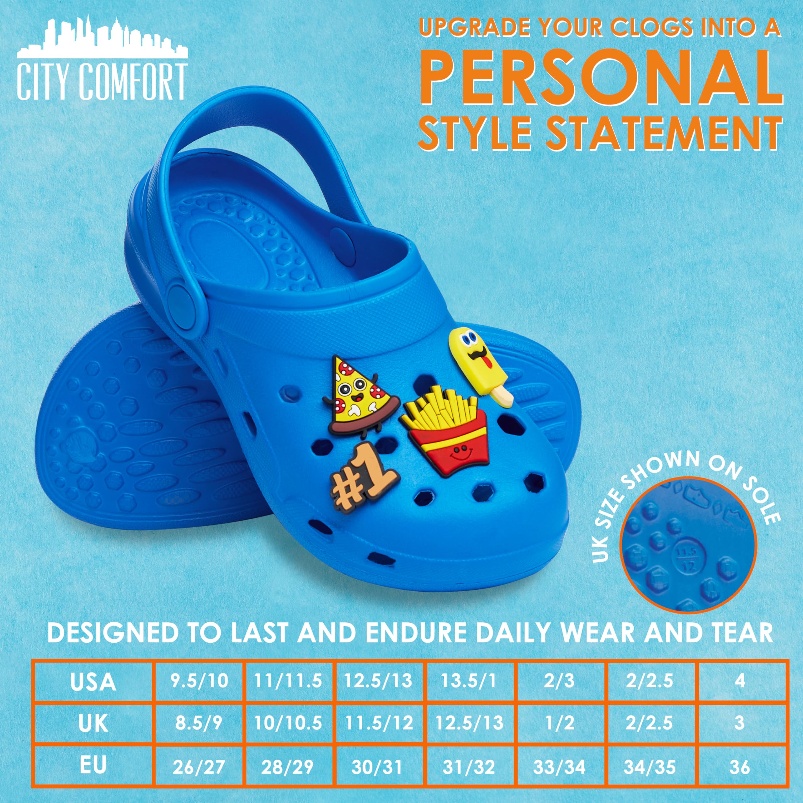 CityComfort Zuecos con Charms Removibles para Niño, Zuecos Playa y Piscina