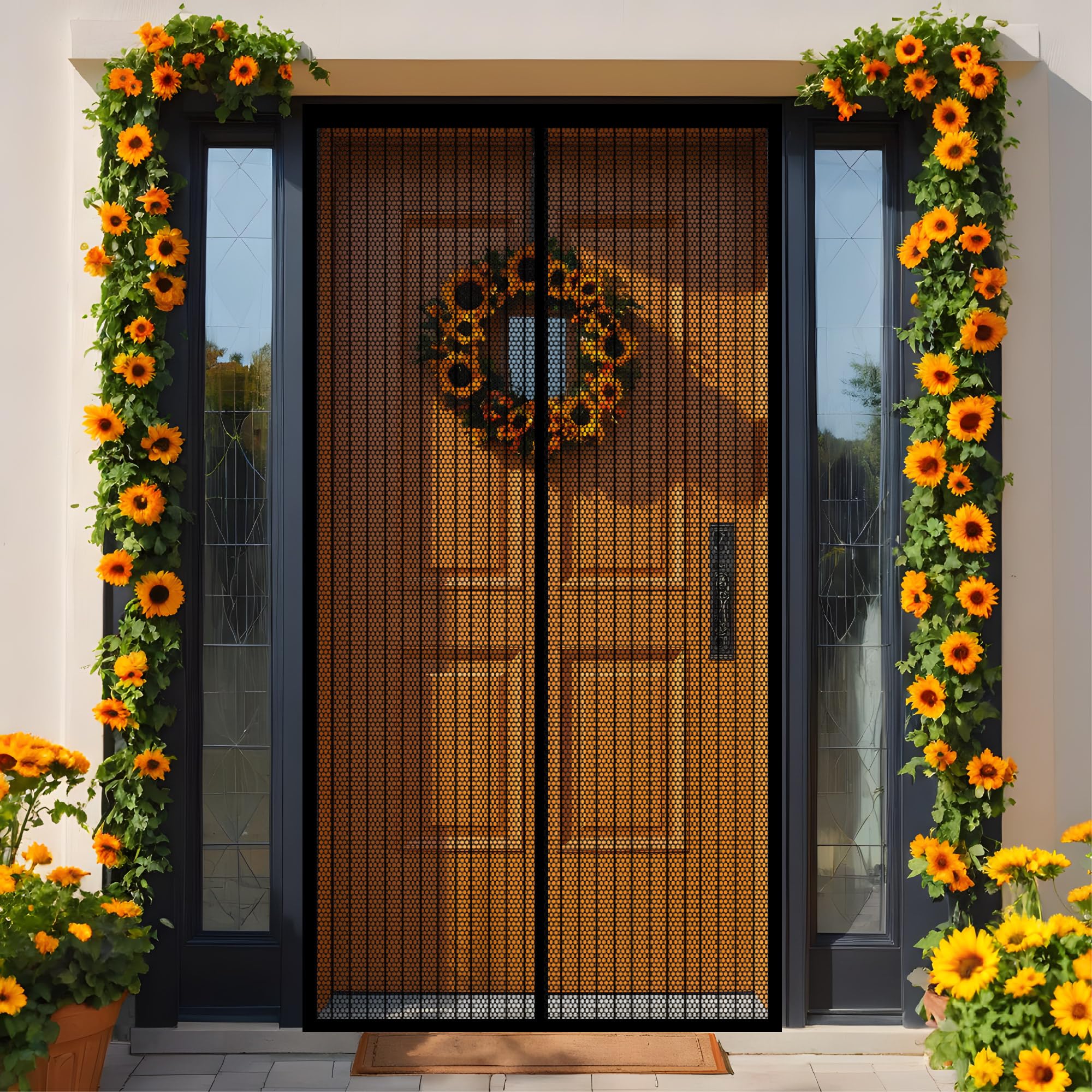 Moustiquaire porte fenetre aimantée 102x228 cm rideau noir anti-moustique