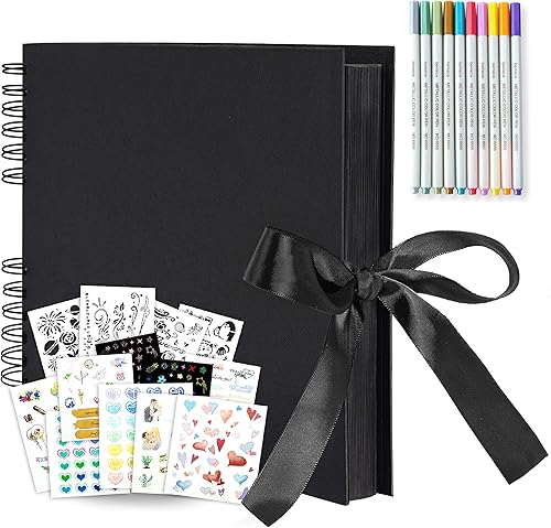 Miniatura 7 de bemece Álbum de recortes, 12.6 x 8.3 pulgadas, 80 páginas extra grande, álbum de fotos, álbum de recortes, papel de manualidades, álbum grueso hecho