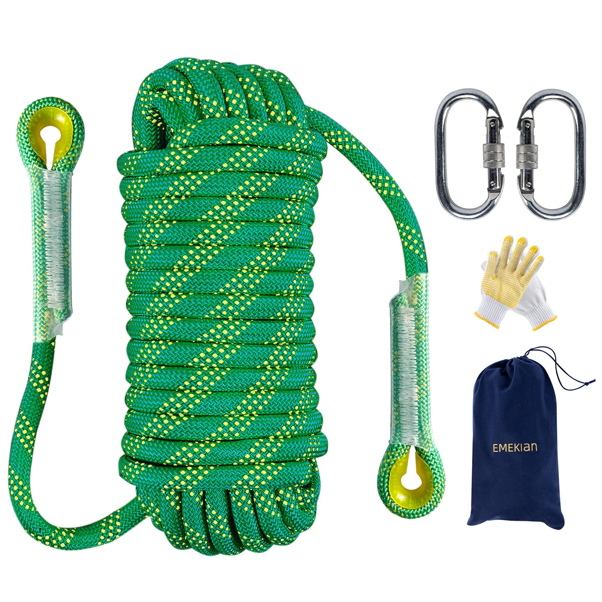 Indoor Outdoor Climbing Rope, Static Rock Climbing Rope for Escape Rope, Ice Climbing Equipment, Fire Safety Rescue Rope, with Non Slip Gloves