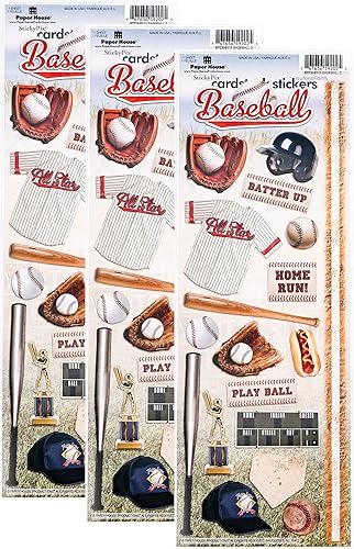 Miniatura 8 de Paper House Productions STCX-0111E - Calcomanías de cartulina deportiva, béisbol 2 (6 piezas)