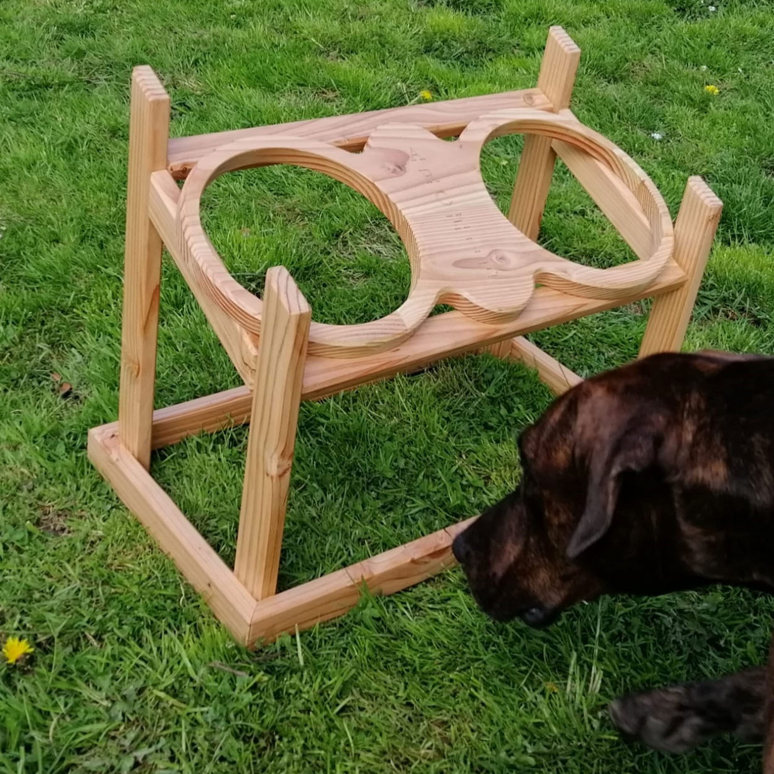 Venetto Comedero XXL para perros elevado, para perros grandes, madera de Douglas maciza, personalizable