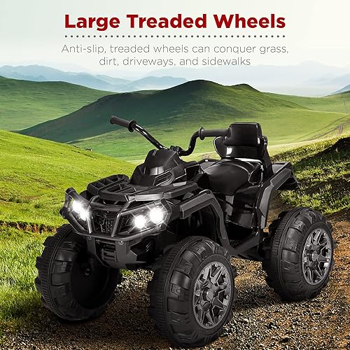 Miniatura 9 de Best Choice Products ATV eléctrico de 12 V para niños, juguete de 4 ruedas con audio Bluetooth, velocidad máxima de 3.7 mph, neumáticos con pisadas,