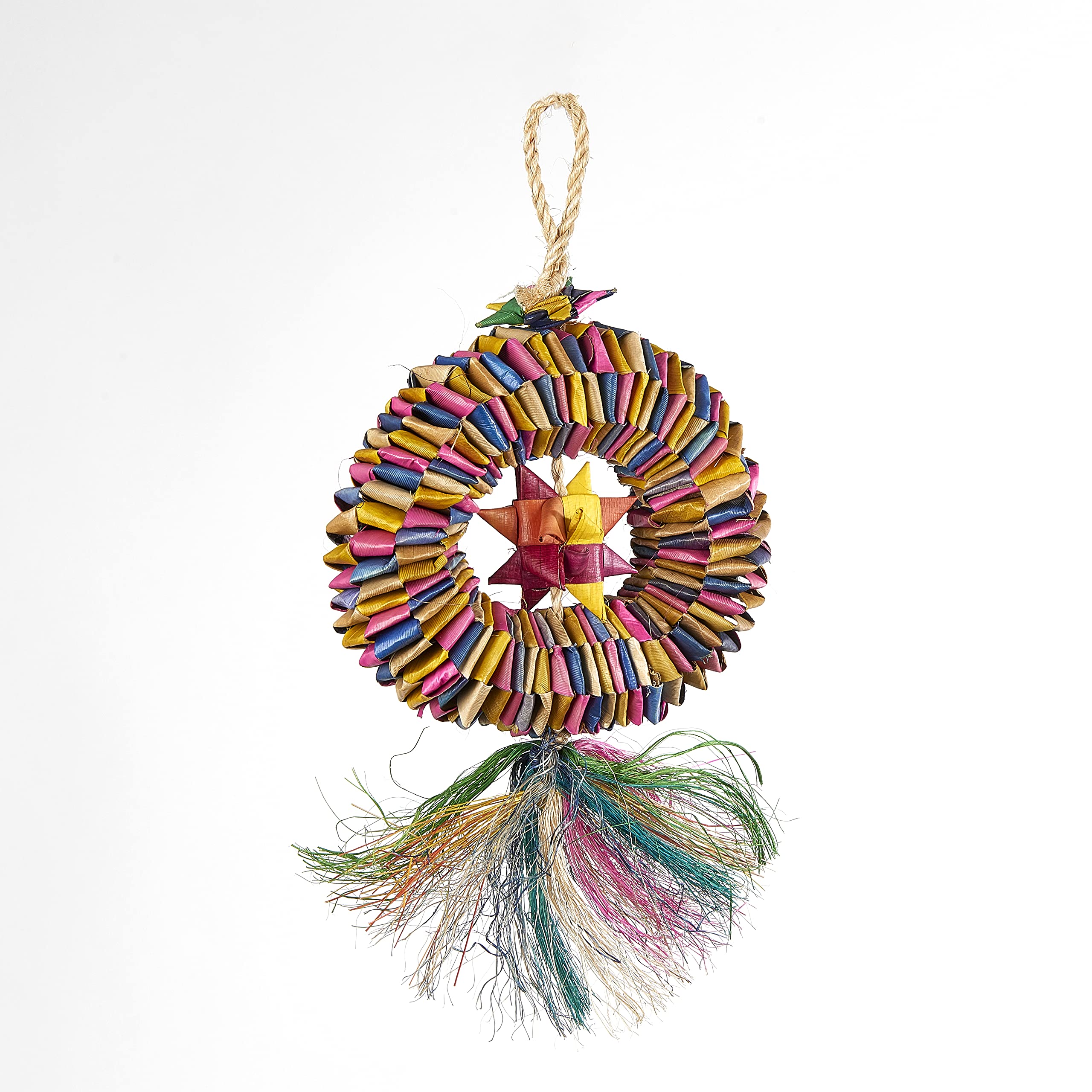 15 CM TYRE WOVEN PALM LEAF PINATA HANGING CAGE BIRD PARROT TOY