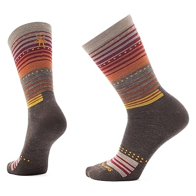 Smartwool Everyday Stitch Stripe Crew Socks Knee High Socks Shoes Chestnut
