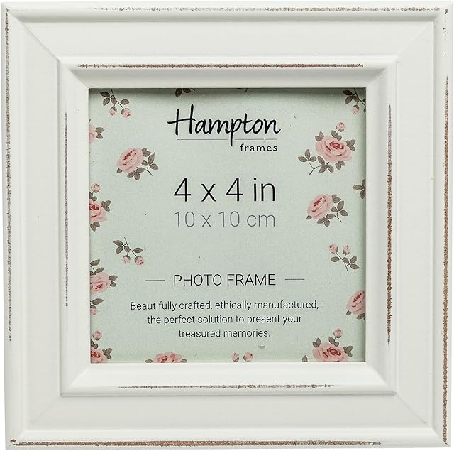 Hampton Frames PALOMA 4x4 (10x10cm) White Square Picture Poster Photo Frame Glass PAL301944W