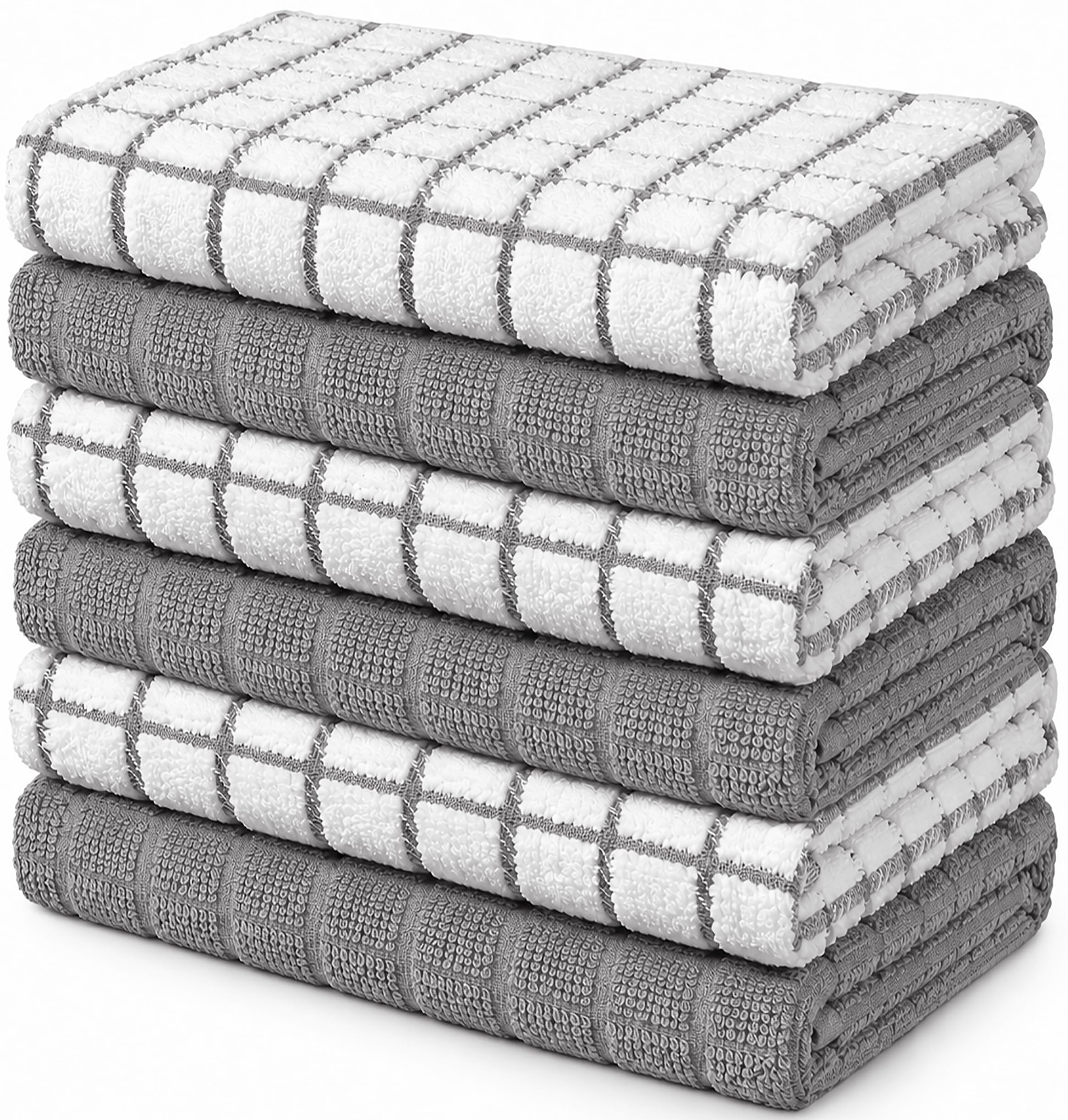 Bumble Kitchen Towels (6-Pack), 16"x28", 100% Cotton Dish Towels - Gray
